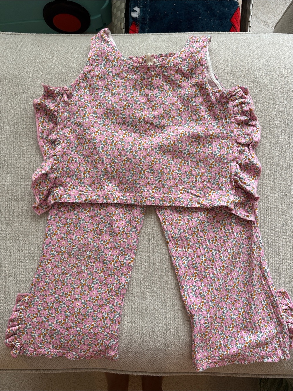 Kids Floral Pink Ruffle Set